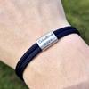 GEMCHIC Women's Adjustable Colorful Rope Bracelet with 18K Titanium Steel Bar, Engravable Personalized Unisex Fashion Wristband