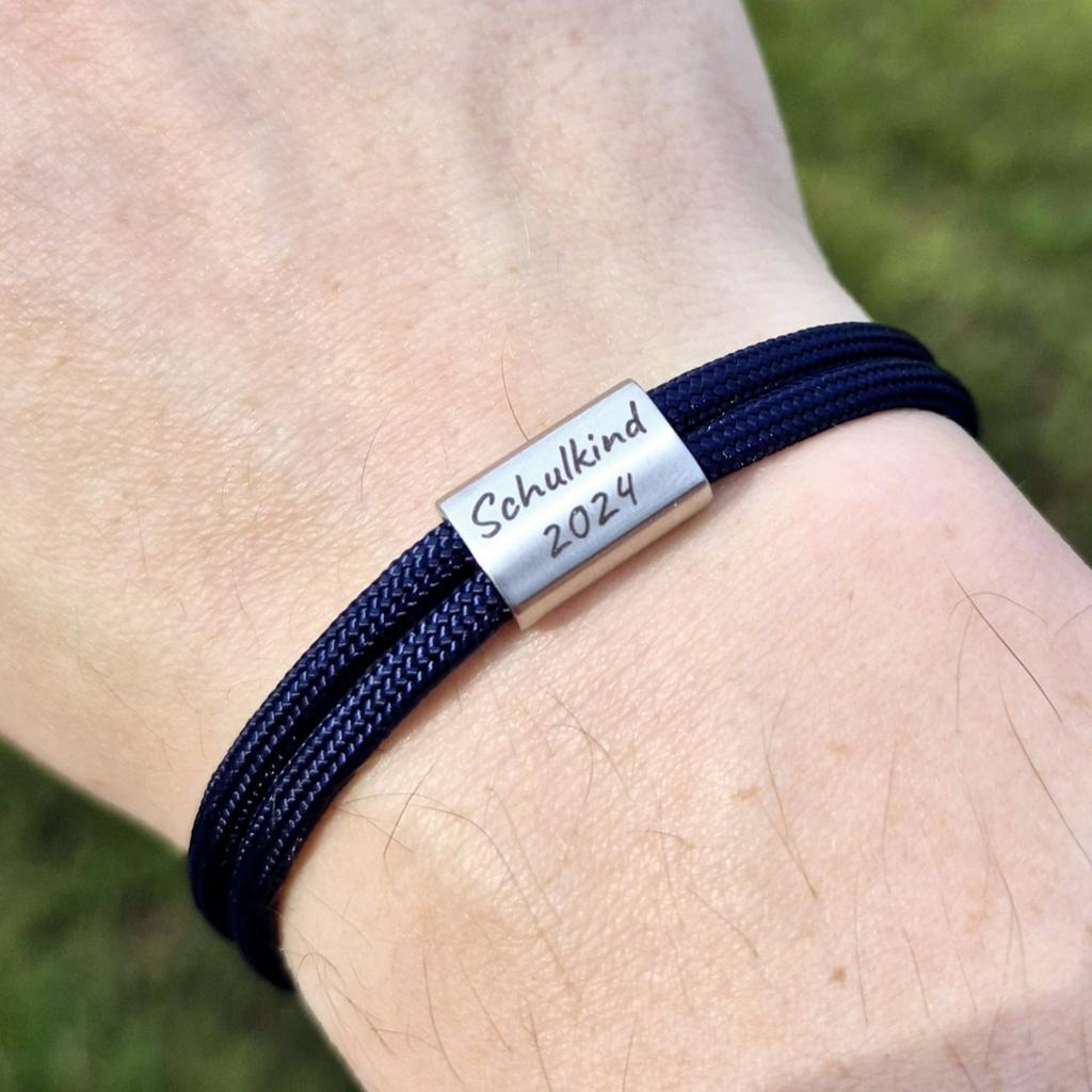 GEMCHIC Women's Adjustable Colorful Rope Bracelet with 18K Titanium Steel Bar, Engravable Personalized Unisex Fashion Wristband