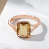 Modischer quadratischer hellbrauner natürlicher Zirkonring für Damen, schlicht, roségoldfarben, hohe Qualität, Brautschmuck, Hochzeits Schmuck