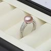 Real Natural Freshwater Pearl Rings Woman,Sterling Silver Pearl Ring Adjustable Mother Wife Anniversary Gift White Black