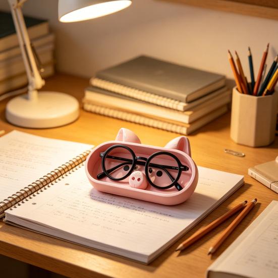 Niedliche Schweinchen Brillen Aufbewahrungsbox, 3D Gedruckter Brillenhalter, Cartoon Sonnenbrillen Displayständer für Schreibtisch, Kreativer Schlüsselaufbewahrung Kleinteile Organizer,