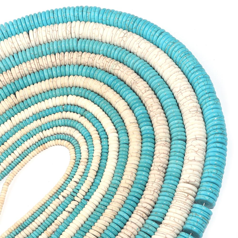 1 Strand Natural Stone Spacer Beads Flat Round Turquoise Bead Loose Beads for Jewelry Making DIY Bracelet Necklaces Accessories