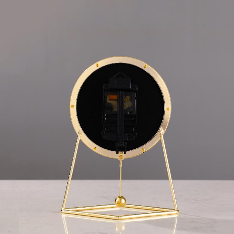 Luxury 8inch Alloy Mute Desk  Table Clock with Diamond Pendulum Deco Clock for Bedroom Livingroom