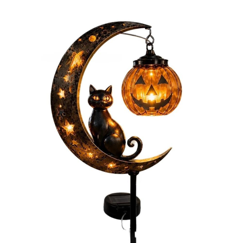 Black Cat and Pumpkin Solar Powered Ground Light for Outdoor Decoration 85cm