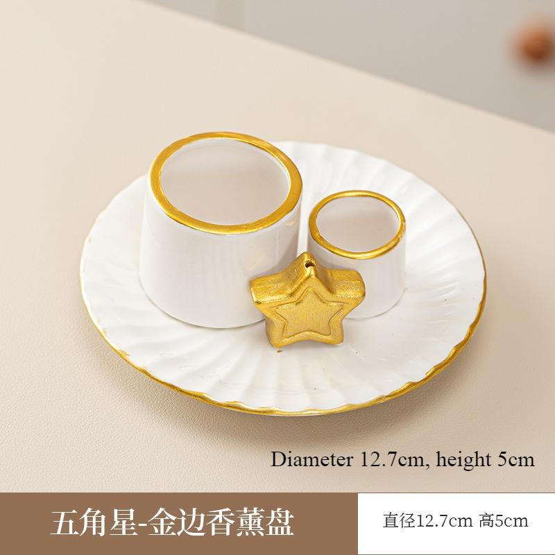 Ceramic Incense Burner Candle Holder Aromatherapy Candlestick Holder Sage Tray Holy Wood Burning Stand Incense Ash Collector