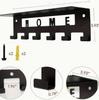 Wandmontierte schwarze Metall-Garderobe mit Regal und 6 Haken