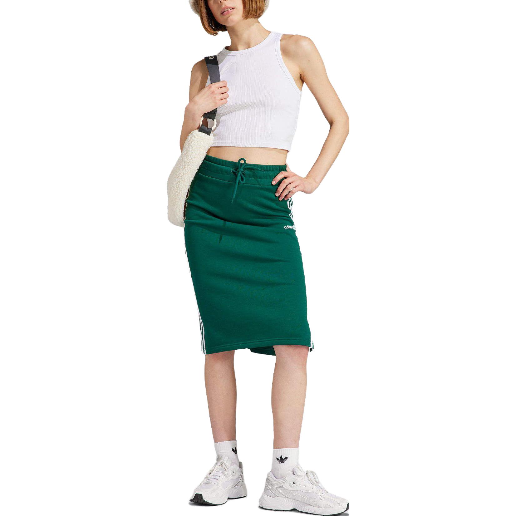 Юбка-миди карандаш однотонная с принтом логотипа Adidas Originals Женская Зеленая IR9805 M — фото 2