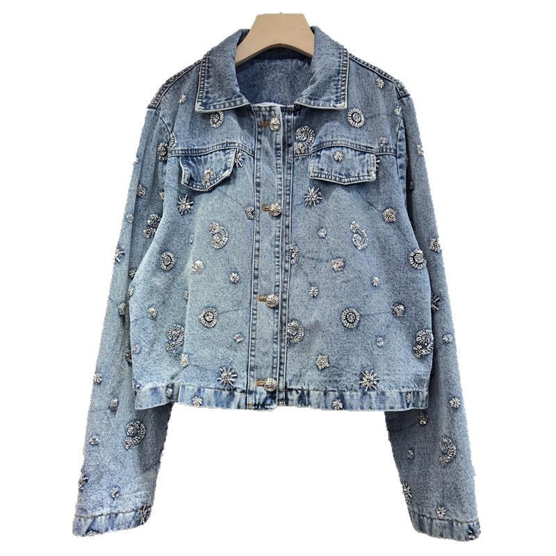 2026 Spring Women's Trendy Embroidered Floral Sequin Denim Jacket