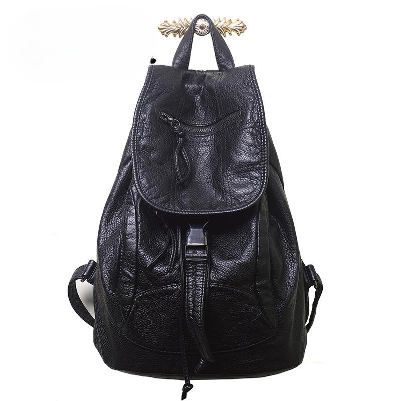 Fashionable Backpack Washed Sheep Pattern Travel Backpack Embroidered and Elegant Student Schoolbag