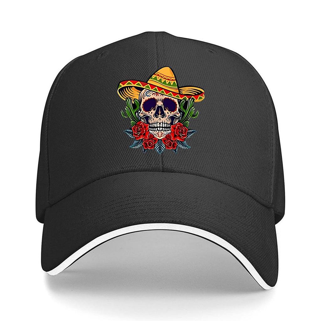 Mexican Sugar Skull Wall Art With Roses Cactus Sombrero Hip Hop hat Fashion Outdoor Sports Sandwich Baseball Cap