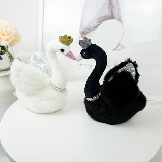 Exquisite Doll Throw Pillow Shape Faux Anti-pilling Decorative Swan Pearl Necklace Doll Toy Gift Supply