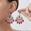 Retro Ethnic Style Rhinestone Tassel Earrings for Women , Nepal Fashion Dangle Earrings , Classic Elegant Drop Earrings