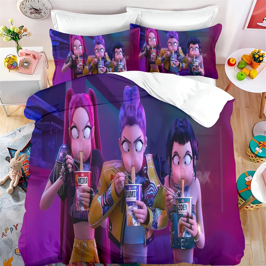 k-pop Anime Home Bedroom Comforte Nordic polyester material suitable for children and adults 3-piece set