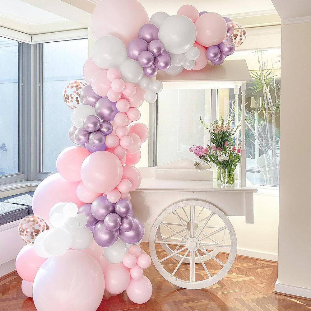 White Pink Balloons Arch Kit Metallic Pink Confetti Balloon Garland Baby Shower Gender Reveal Birthday Party Wedding Decoration