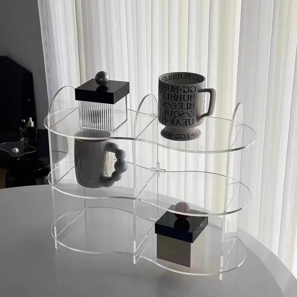 Acrylic Transparent Storage Rack Coffee Cups and Perfume Display Stand Cosmetics Storage Racks Bathroom and Bedroom Organizer