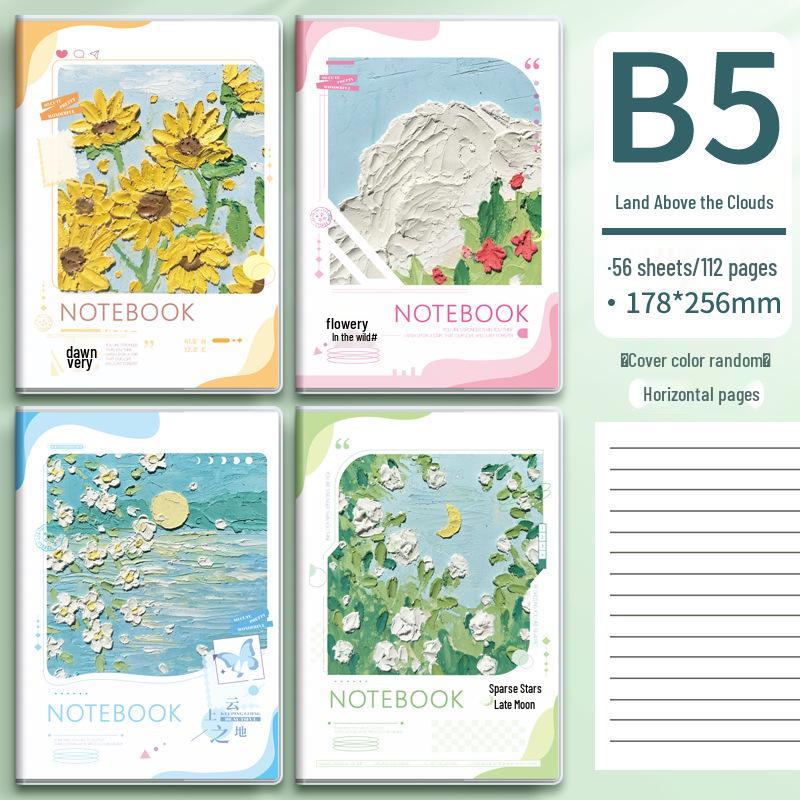 Oil Painting Style A5 Clear Pocket Notebook, Extra Thick for Note Taking – Ideal for Students and Office.