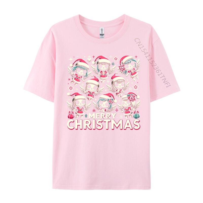 Kawaii Skull Christmas Angels Cute Goth Holiday Merry Xmas TShirts Printed On Adult TShirts Cute New Year Day