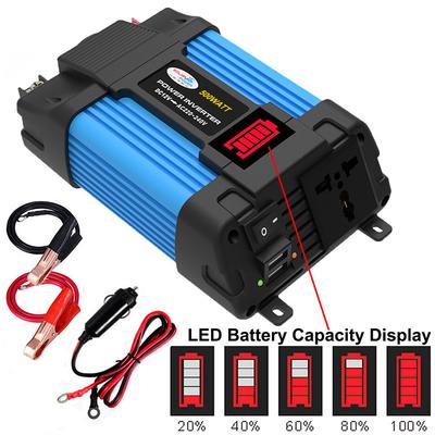 500W menič napájania DC 12V na AC 110V konvertor nabíjačky do auta s dvoma portami USB 8 bezpečnostná ochrana