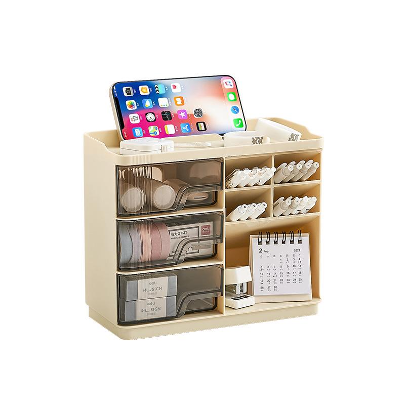 High Value Desktop Stationery Storage Box Large Capacity Multi Layer Drawer Type for Officestudent Pen Holder Household
