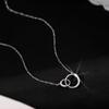 Minimalism 925 Sterling Silver Round Double Circle Zirconia Necklaces & Pendants for Women Party Gift Choker Lovers Jewelry
