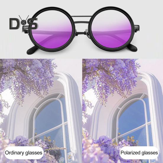 Adjustable Tint Sunglasses for Men Women UV Protection Round Polarized Sunglasses Retro Circle Eyeglass with Gradient Lenses for Beach Driving