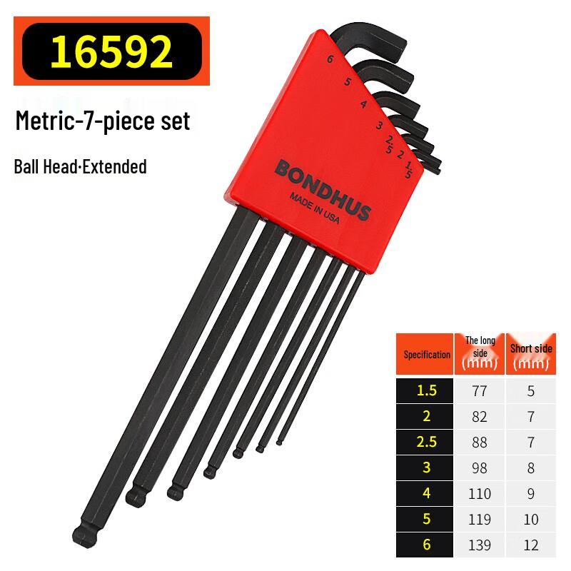 BONDHUS Metric Long Ball End Hex Key Set 1.5-6mm