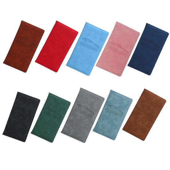 Car Registration Card Holder Multi-Pocket Insurance Card Holder Slim Faux Leather Bifold Wallet Document Organizer