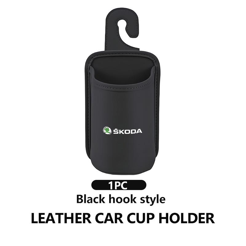 ADT1 For Skoda Car Door Cup Holder Leather Automotive Drink Rack Storage Bin Octavia A5 A7 RS Fabia Superb Rapid Karoq