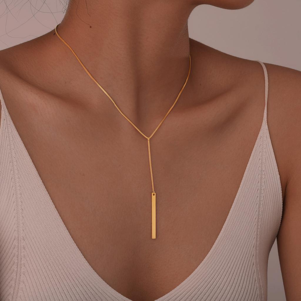 Modeschmuck Y-förmige Quaste Halskette Kasten Kette Damen Accessoires 1572