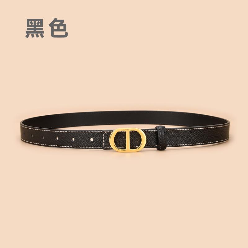 Belt Women'S Leather Thin Belt Decorative Dress Summer Smooth Buckle Waist Skinny Belt