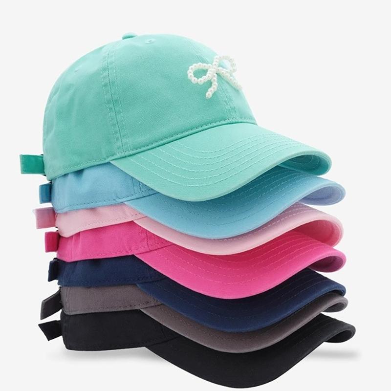 Pearl Bow Breathable Baseball Hat Girl Adult Sports Hat Outdoor Activity