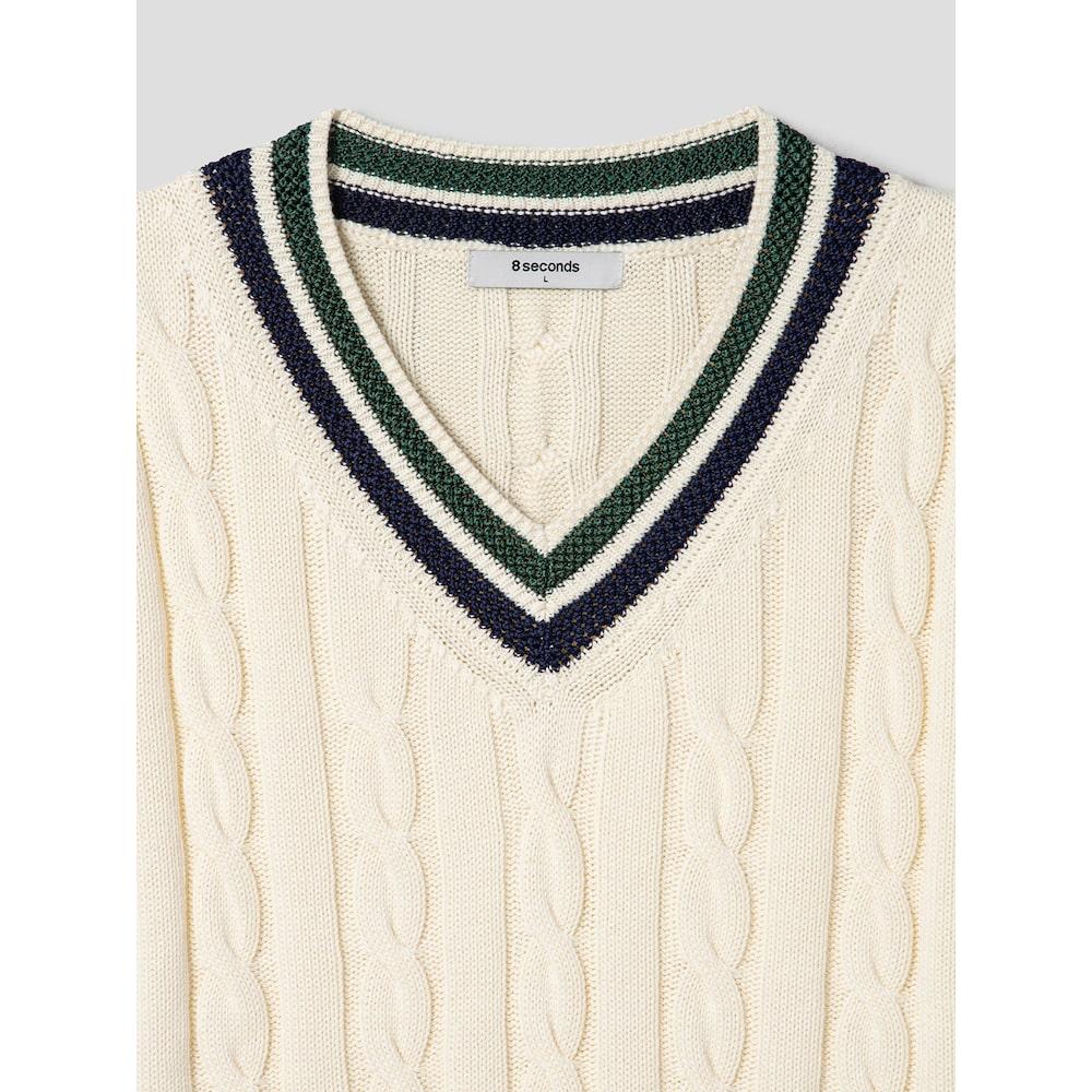 8seconds Cable Tipping V-Neck Vest Ivory (264751Cy20)