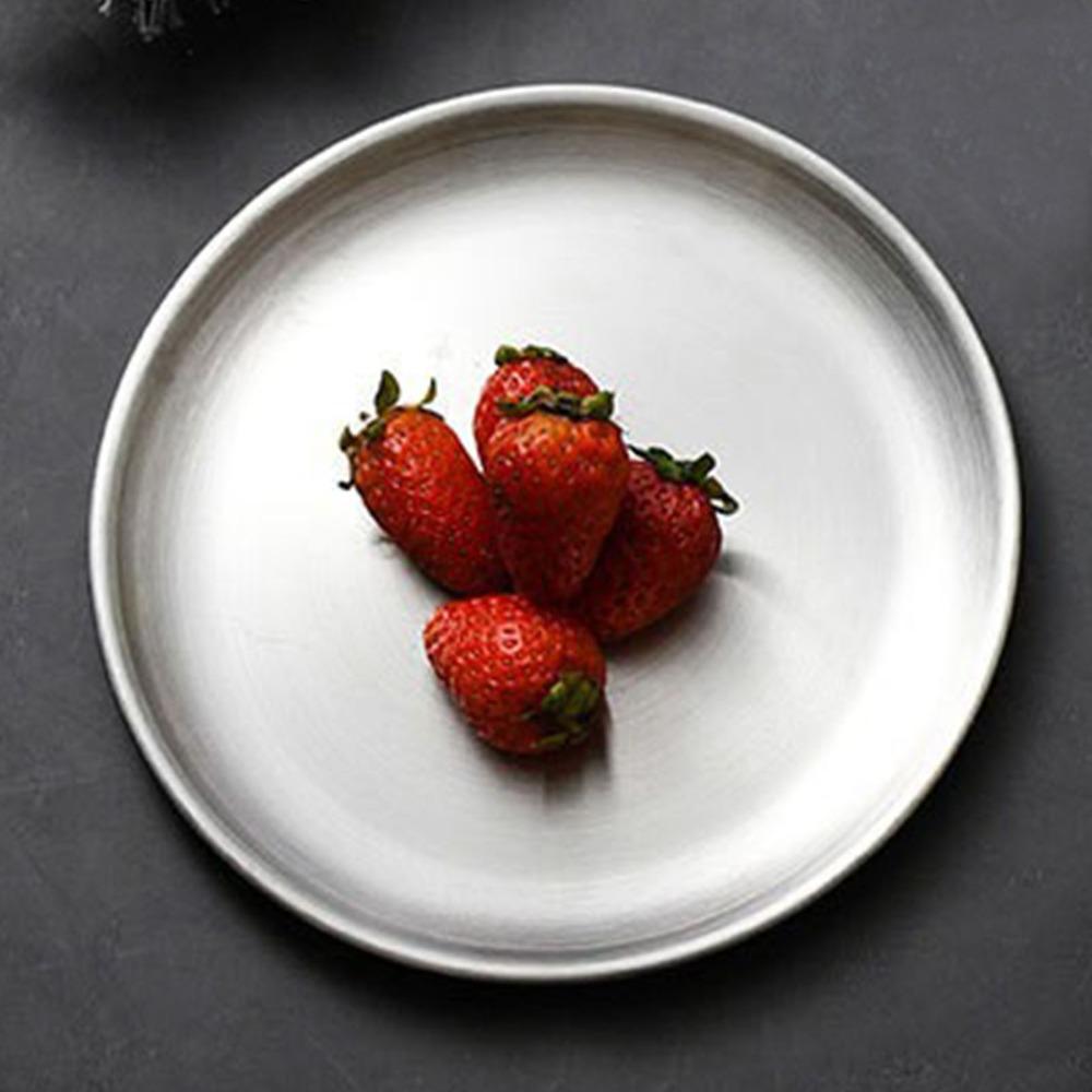 Padella Frutta Rotonda in Acciaio Inossidabile Teglia Pizza Rotonda Spazzolata Dessert Frutta Cucina Occidentale