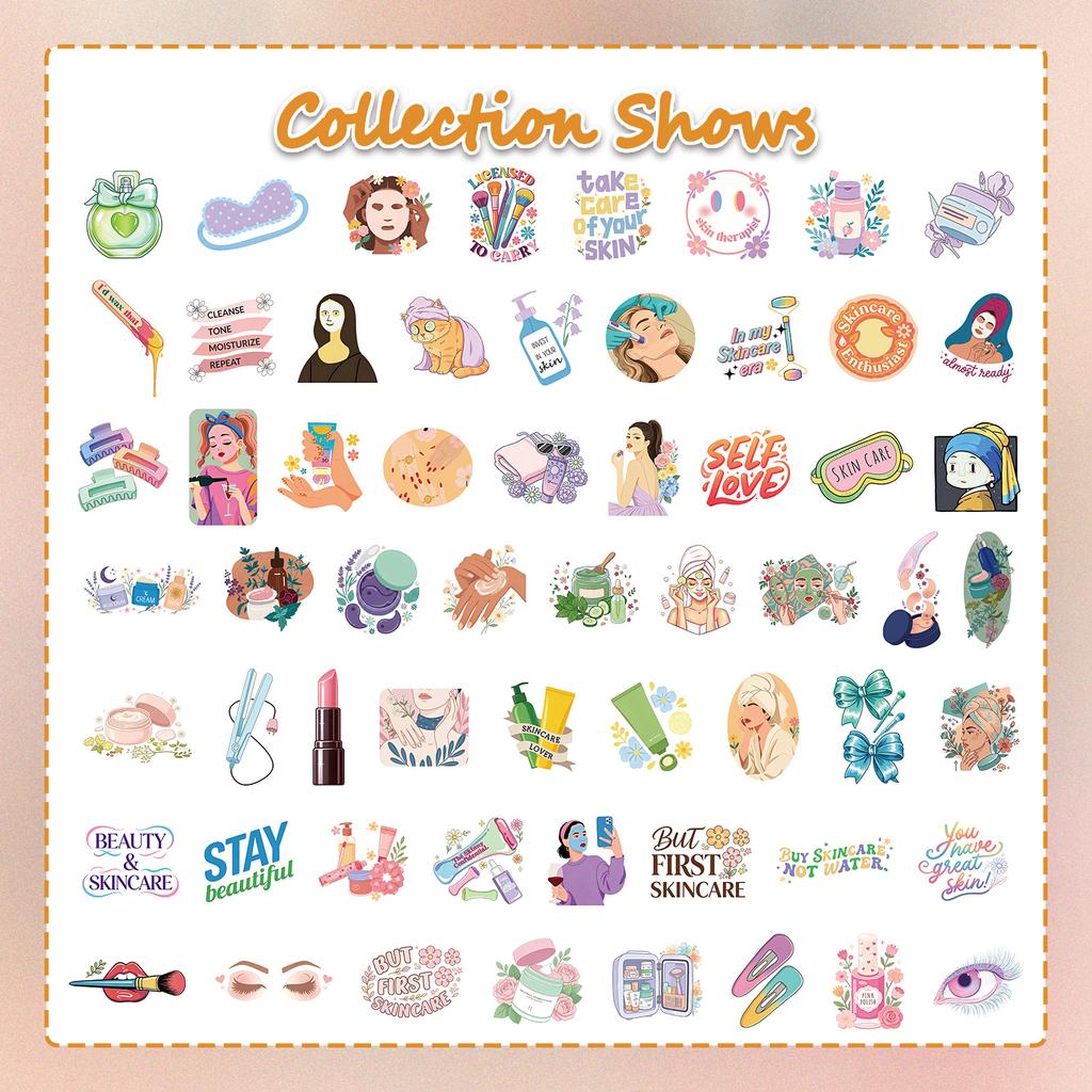60 Pieces of 2-style Cartoon Beauty Therapist Stickers for DIY Makeup and Skincare Element Handbooks and Luggage Cases