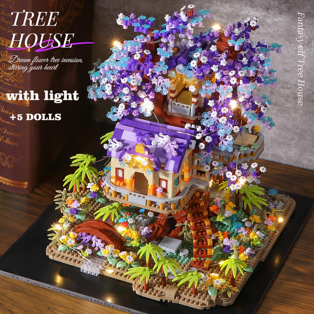 Mini Sakura Tree City Series Series Brick Playset Cherry Blossom Architecture Fairy Treehouse Gift Present for Girls and Kids Holidays