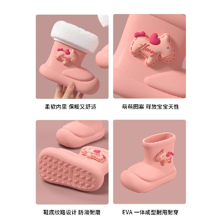 EVA Cotton Children's Rain Boots for Girls, New Baby Rain Boots for Boys and Girls, Kids' Warm Waterproof Non-Slip Water Shoes