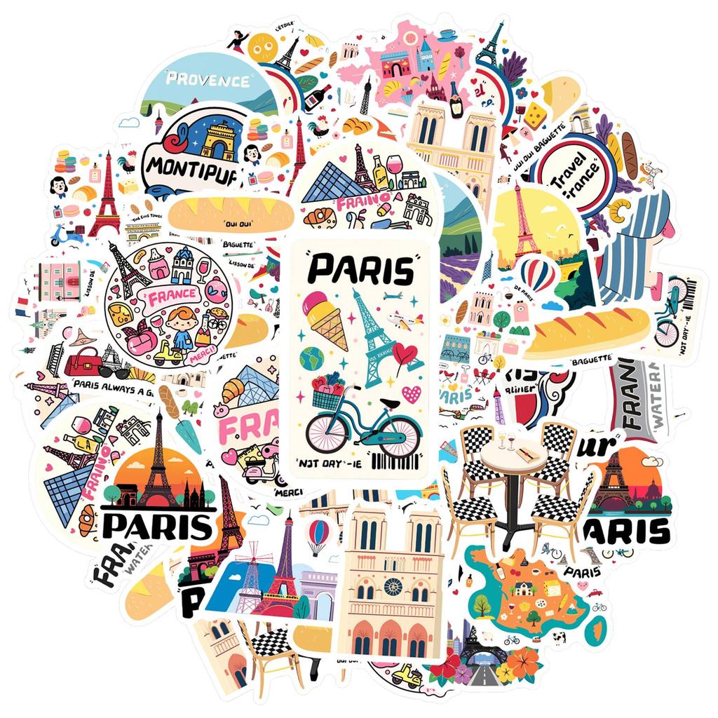 35pcs-50pcs Cute France Stickers Vintage  Stationery Stickers Teacher Reward Stickers For Guitar Laptop Helmet DIY