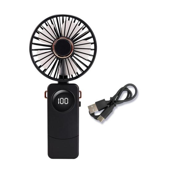 Ventilador de Mão com Cabeça Ajustável de 90 Graus Ventilador Mini Portátil Carregamento USB Bateria Grande Indicador de Bateria LED Ventilador