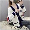 Vyšívaný svetr Dámský kabát Podzim a zima Volný pletený kardigan S dlouhým rukávem Silný kabát s výstřihem do V