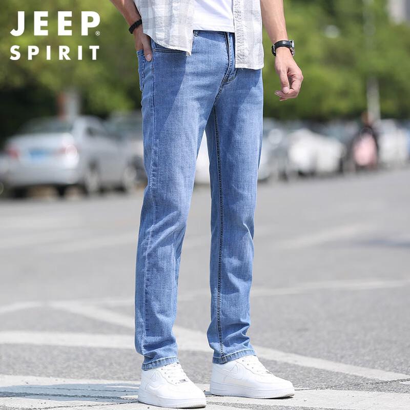 JEEP SPIRIT Men's Straight Fit Casual Micro-Elastic Denim Jeans