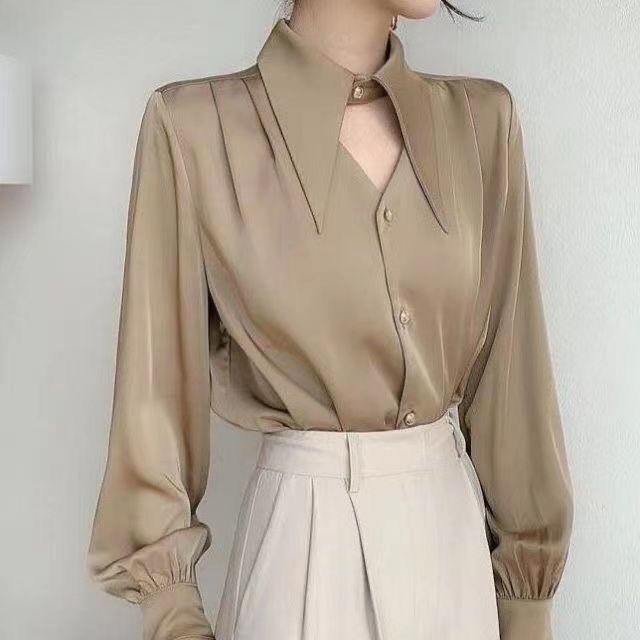 Spring Shirt Elegant OL Chic Turn-down Collar Long Sleeve Tops Women's Top Blouse Women Shirts and Blouses Female Clothing