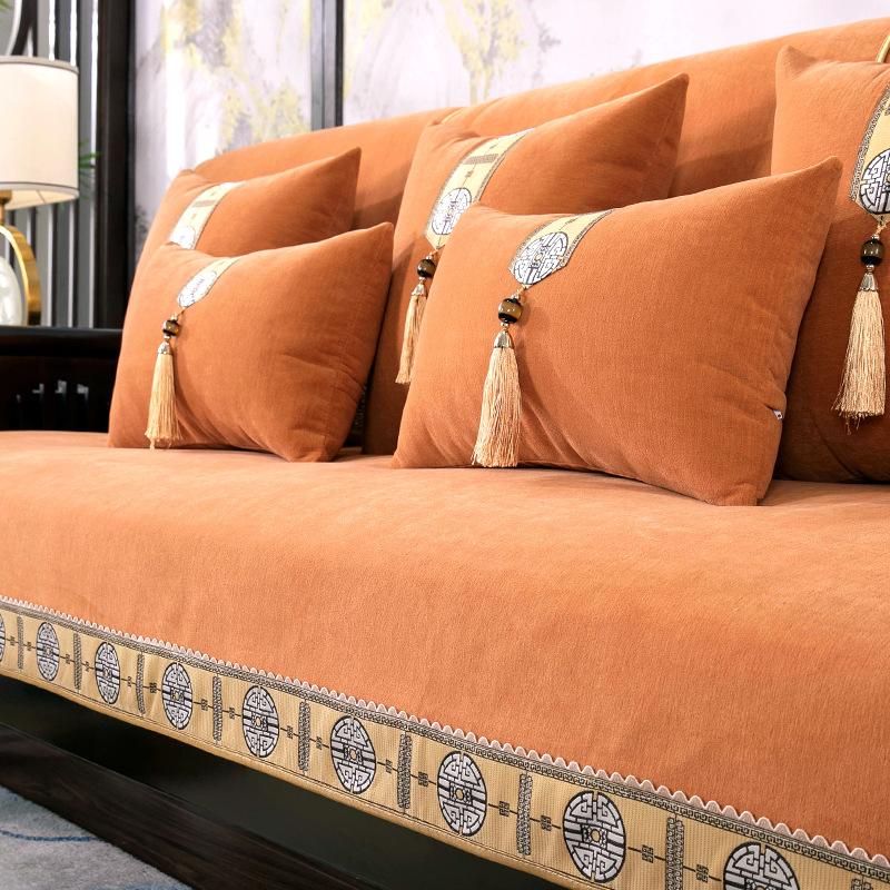New Chinese Sofa Cushion Four Seasons Universal Non-Slip Light Luxury and Simplicity Modern Backrest Towel Chenille Cover Cloth Cover Cover