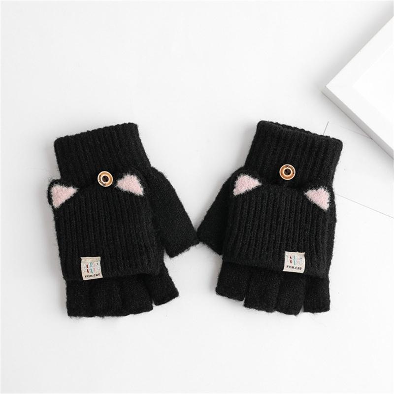 2pack Flexible Finger Movement Gloves Cold Weather Knitted Gloves Child Gloves for Daily Use