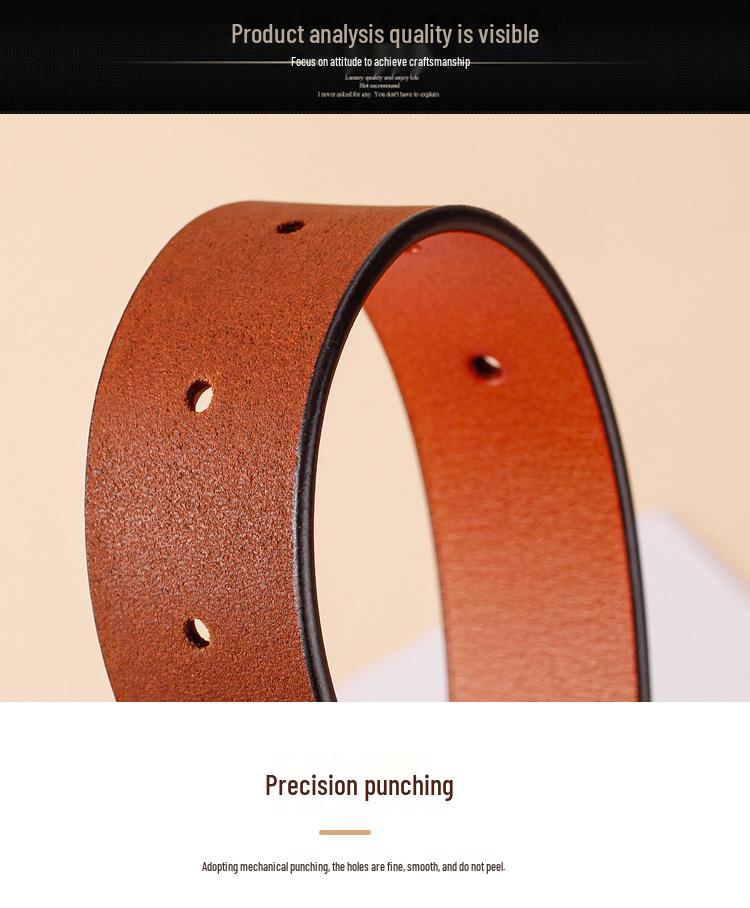 2024 Retro Korean Style Women's Genuine Cowhide Denim Belt