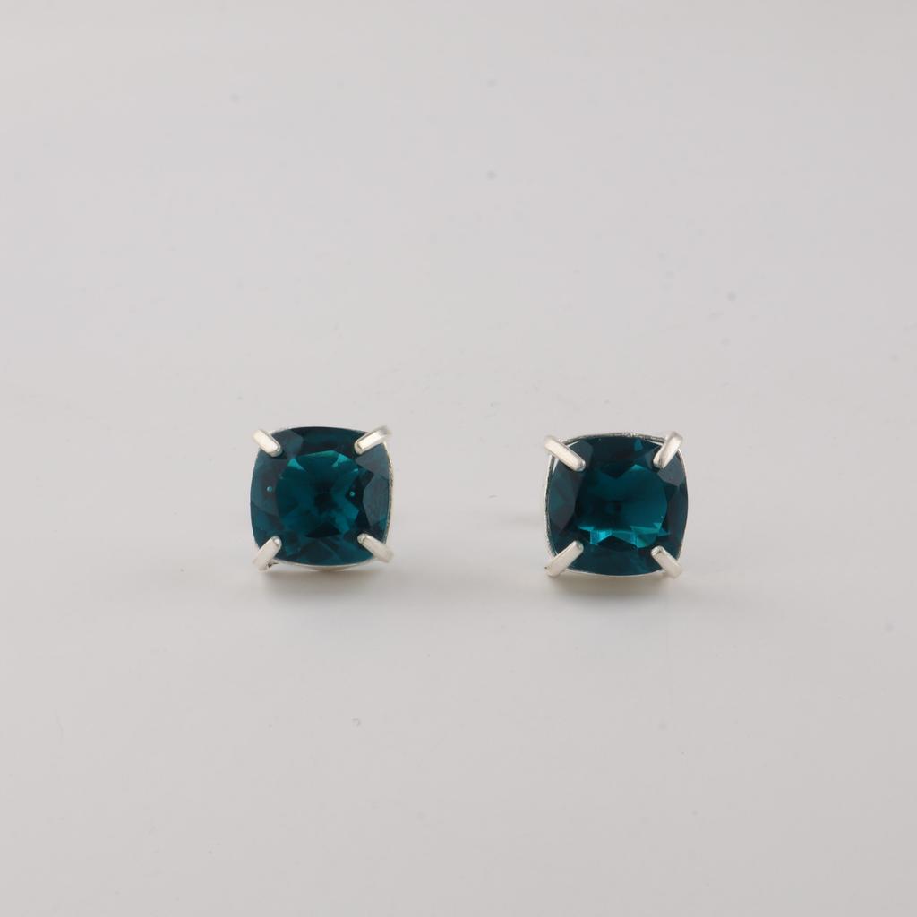 Apatite Gemstone 925 Sterling Silver Women Jewelry Handmade Studs Earring 1" Birthday Gift For Her EE-181-10
