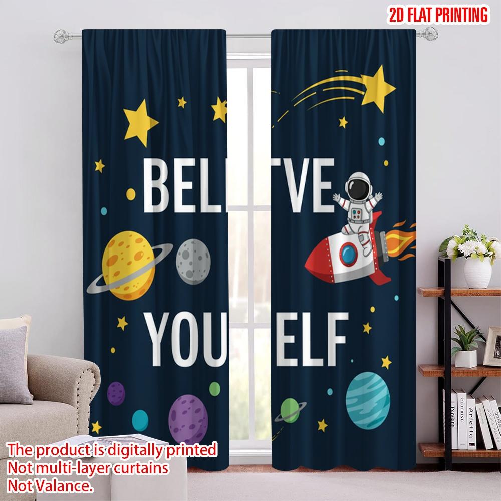 

2pcs,2D plane printing Pattern Curtains Believe In Your Self Durable Polyester (without rod) Festive for Various Rooms, 52.50 × 116.00 cm 2 pcs