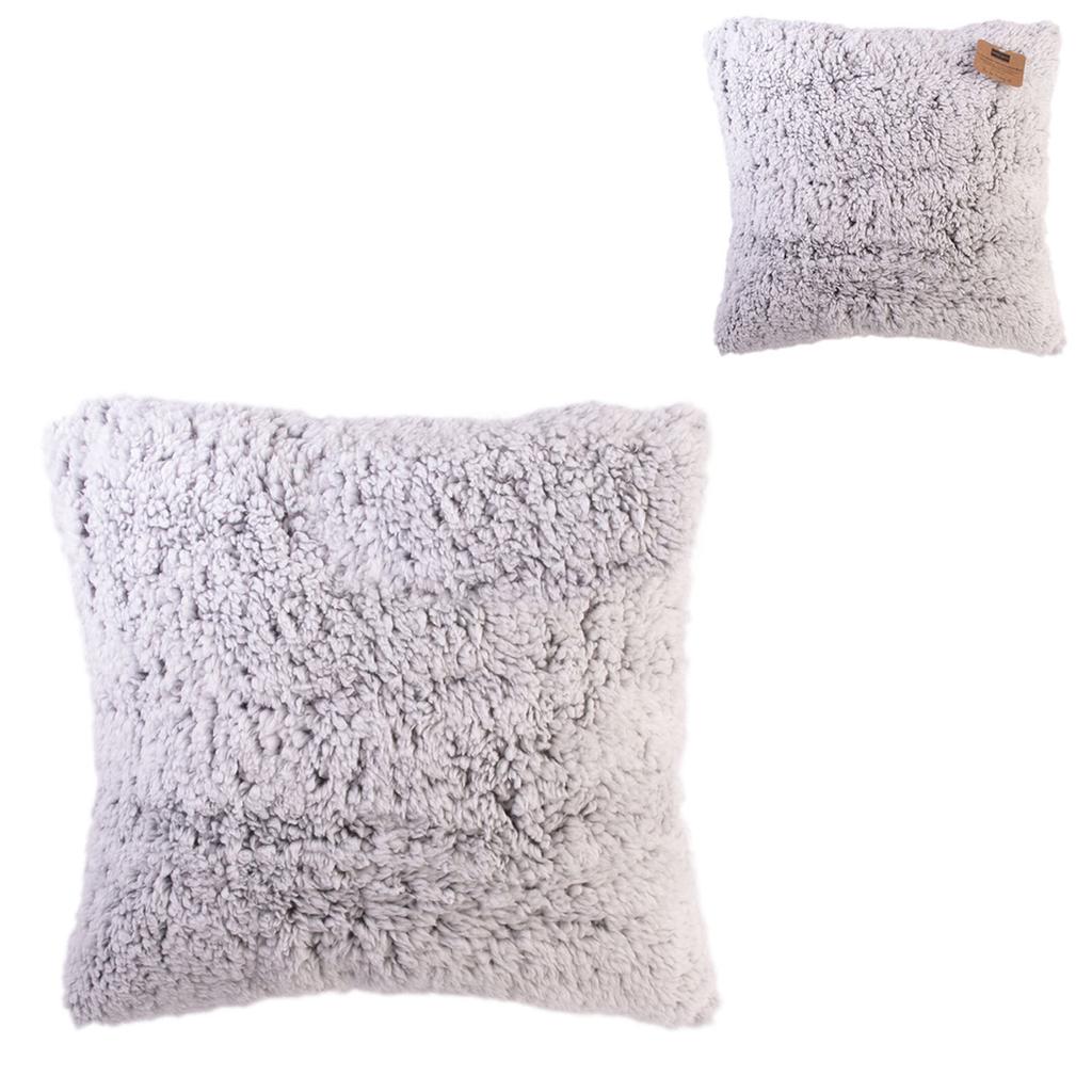 Les Trésors De Lily [R1081] - Coussin créateur 'Scarlett' gris (sherpa) - 40 cm
