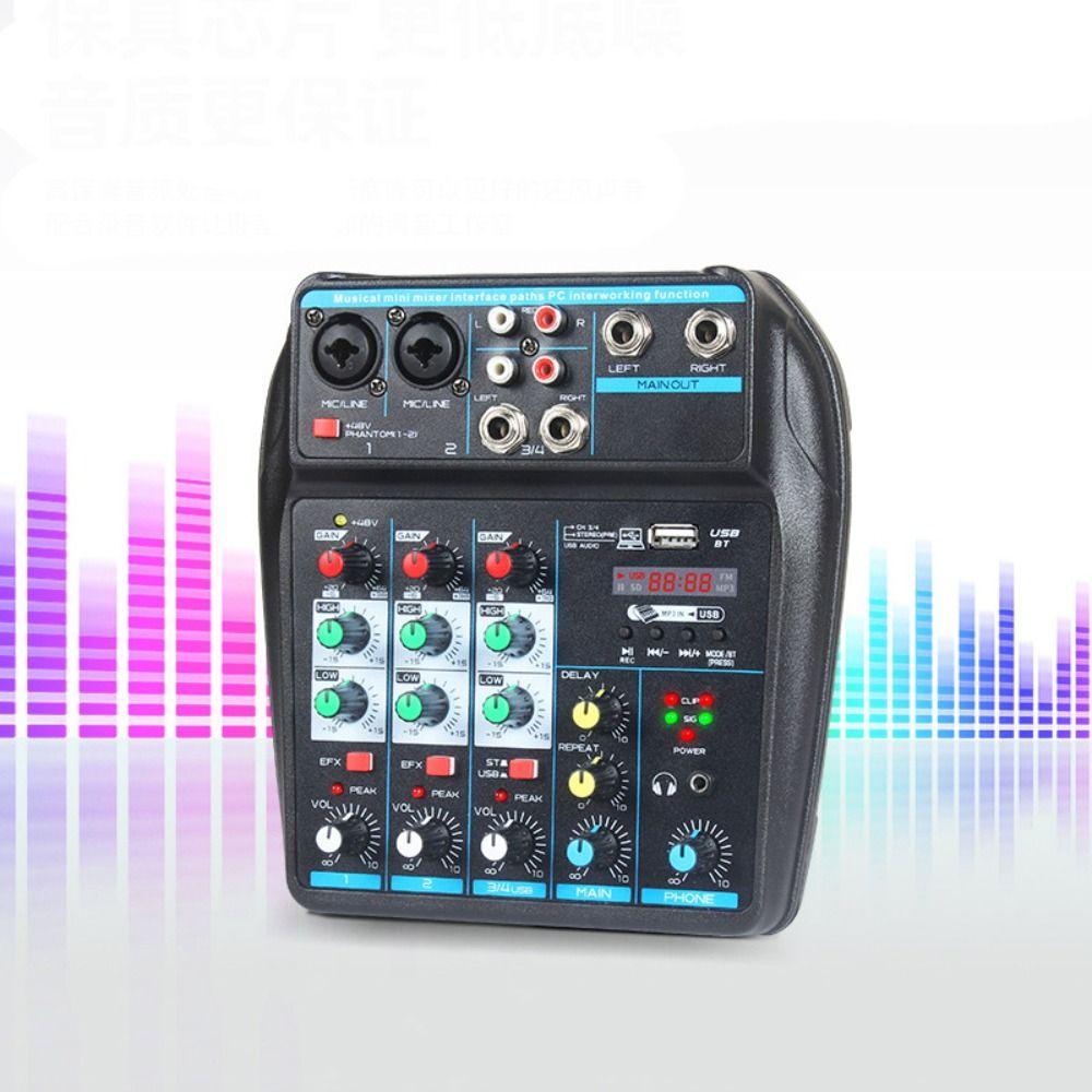 with 48V Phantom Power DJ Console Mixer 4-Channel USB Mixer Durable Audio Mixer