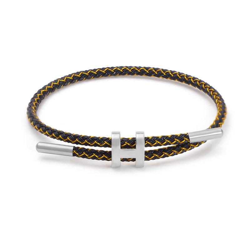 Bracciale in Acciaio a Forma di H: Acciaio Inossidabile Regolabile, Oro 3D, Impermeabile, Resistente al Sudore, Design a Corda