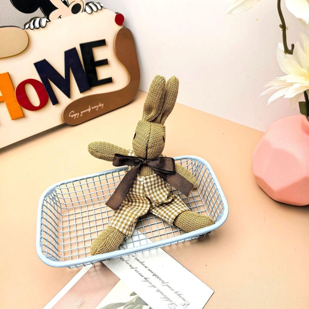 Houndstooth Rabbit Cartoon Figure Keychain with Scarf Pendant